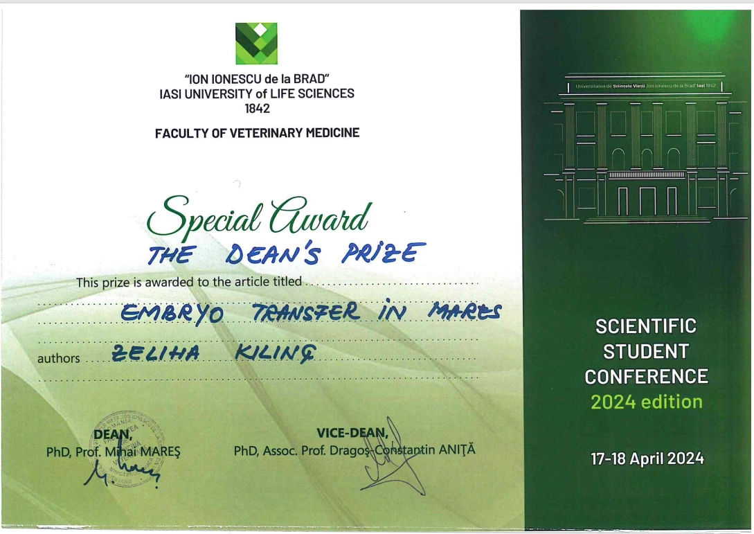 Dölerme ve Suni Tohumlama Anabilim Dalı yüksek lisans öğrencimiz Zeliha KILINÇ Hk.